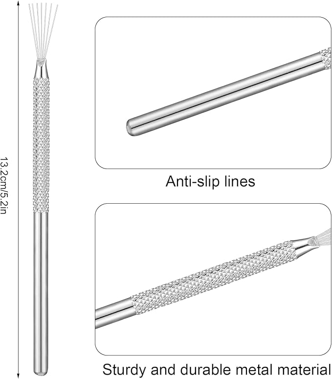 DIYOOHOMY 10 Pcs Clay Needle Tool Set, 7-Pin Polymer Clay Sculpting Tools for Pottery Scoring Texturing Carving, Feather Wire Texture Ceramic Modeling Detailing Nail Art DIY Craft Supplies
