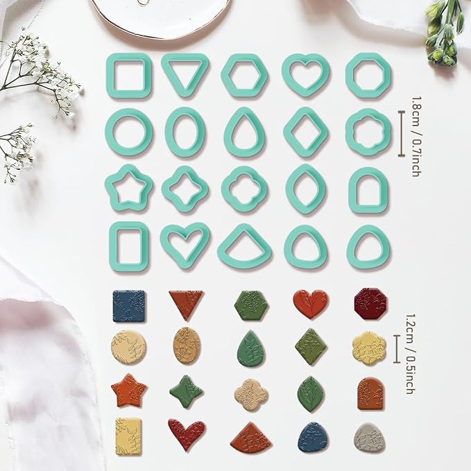 20pcs Basic Shape Geometric Clay Cutters, Polymer Clay Cutting Tools for Earrings Jewelry Making, Clay Jewelry Making Kit