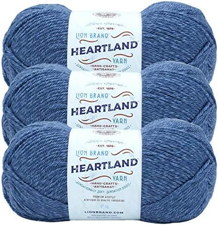 Lion Brand Yarn, Heartland Crochet Yarn, Carlsbad Caverns, Blue, 3 Pack