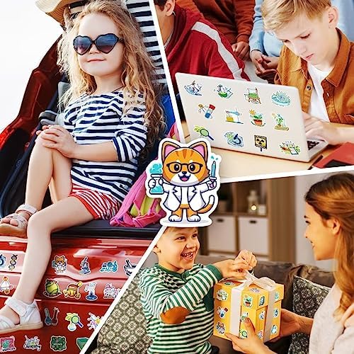 100 Pcs Natural Sciences Stickers Pack, Chemistry, Physics, Biology Experiment Vinyl Stickers, Science Laboratory Student Sticker Decals for Laptop, Water Bottle, Luggage Décor