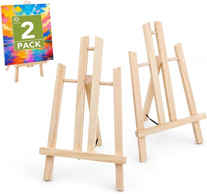 Conda 2 Pack 11.8 Inch Wooden Tabletop Easel Stand, A-Frame Art Painting Easel for Painting, Display & Art Creation, Canvas Holder for Artists, Students & Hobbyists