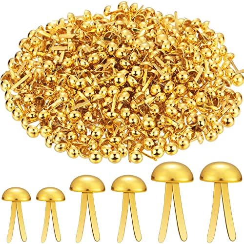 Hotop 500 Pcs Brad for Paper Crafts Metal Paper Fasteners, Golden