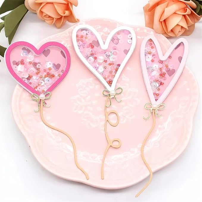 Lapoo 3D Backgrounds Frame Metal Cutting Die for Scrapbooking, New Cutting Dies DIY Album Card Making Decor Paper Craft Metal Die Cuts Party Wedding Decorations (Birthday Love Balloons 5.3 x 3.9 in)