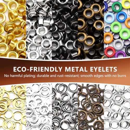 SEMINI 1000 Sets 4 Colors 4mm Grommet Eyelet Kit with Install Tool Kit