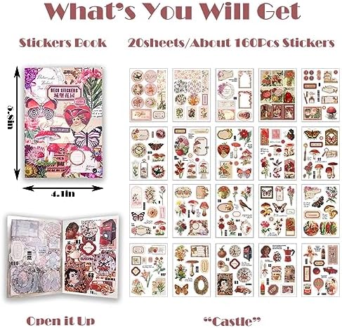 Vintage Stickers 20 Sheets Scrapbooking Supplies Journaling Decals (Castle)