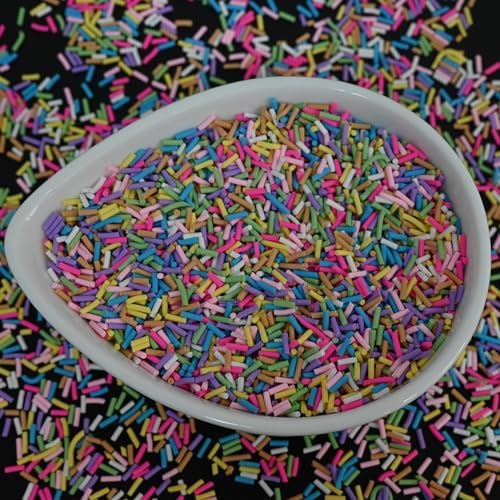 LIKETURE Fake Sprinkles 110G Non-edible Polymer Clay Sprinkles Fake Candy Sprinkles Slime Sprinkles Faux Sprinkles for Resin Slime Add Ins Plastic Sprinkle Nail Art Shaker Card Filler (Blue)