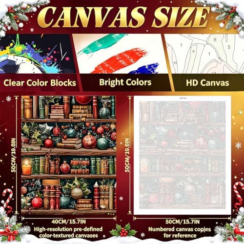 ICYANART Christmas Paint by Numbers Kit for Adults Beginner 16x20Inch