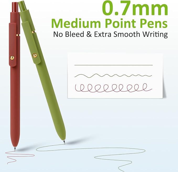 FIOVER Colored Gel Pens 6 Pack 0.7mm Medium Point Pens for Journaling