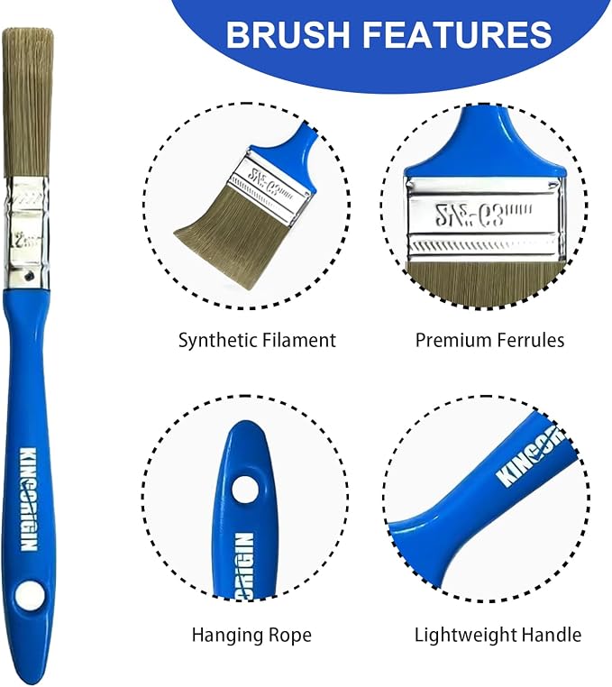 King Origin Small Paint Brush Set, 50 PCS, 1/2 Inch (13mm) | Trim Paint Brushes for Detailed Painting, Edges, Touch-Ups, Crafts, Art, Furniture, DIY Painting