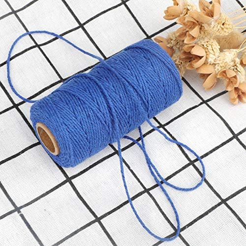 jijAcraft Blue Cotton String, 328Ft Butcher String, 2MM Craft Twine, Soft Cooking Twine, Cooking Natural Cord for Graduation Gift Wrap, DIY Crafts, Home Decor