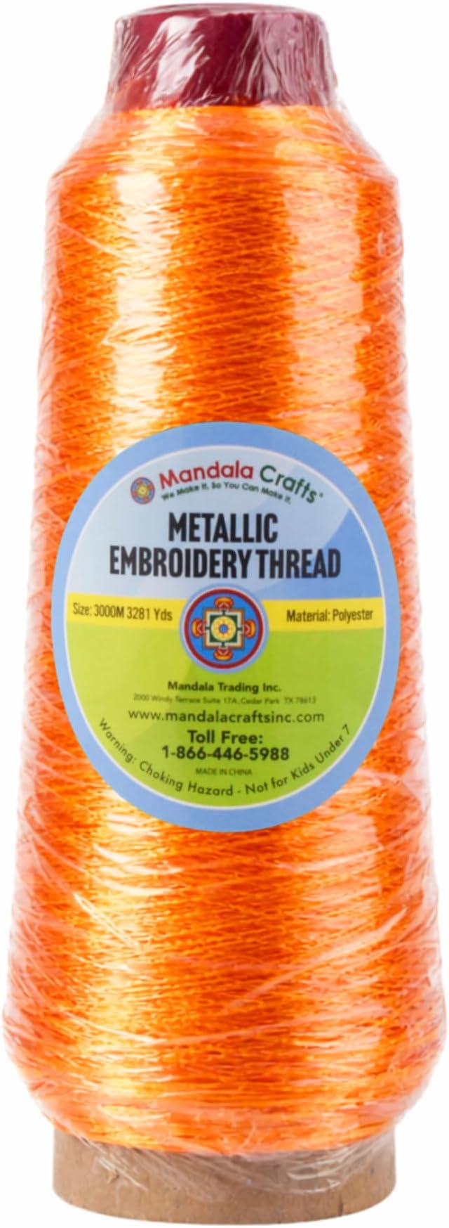 Mandala Crafts Metallic Orange Embroidery Floss for Sewing, 3281 Yard Spool