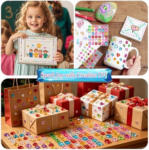 JAMIEWIN 1180pcs Gem Stickers, Self Adhesive Rhinestone Jewel Crafts