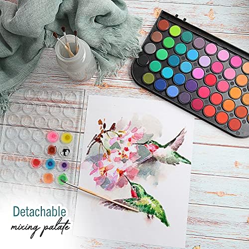 Watercolor Paint Set, 48 Colors of Premium Quality, Washable, Water color with Mixing Palette and 3 Paint Brushes for Adults, Kids, Beginners & Artists