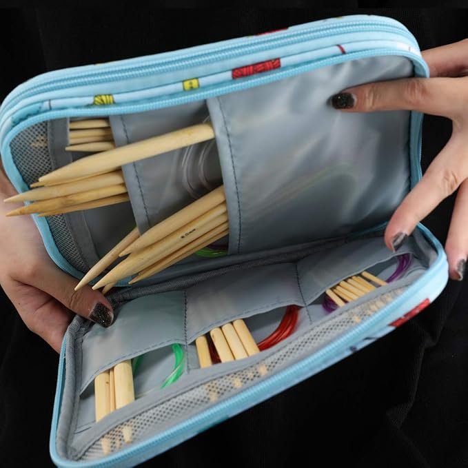 Lightweight Circular Knitting Needles Set, 31'' Bamboo Storage Organizer for Beginners, Round Knitting Needles with Sewing Tools Full DIY Craft Kits