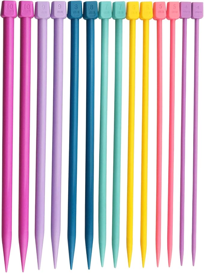 ITROLLE Knitting Needle 14PCS 4mm 5mm 6mm 7mm 8mm 9mm 10mm Colourful Single Pointed Knitting Straight Pins