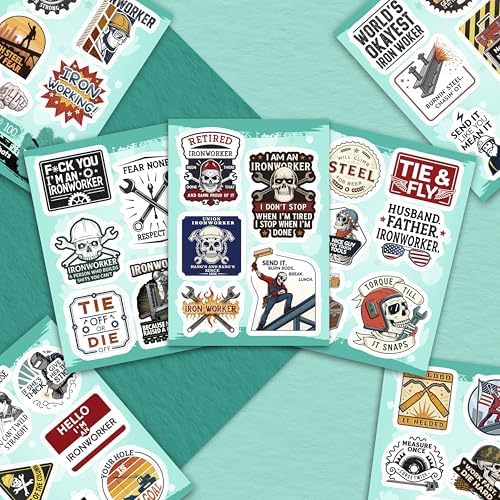 100Pcs Funny Ironworker Stickers for Hardhat, for Water Bottle - Ironworker Gifts & Party Decorations - Gift for Women & Men