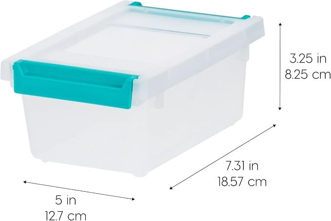IRIS USA Storage Bins with Lids |Made in USA| 1 Qt - (6-Pack) - Clear | Sensory Craft Organizers, Plastic Clip Box Totes, Flat Containers for Organizing Paper, Office, Art & Study Supplies