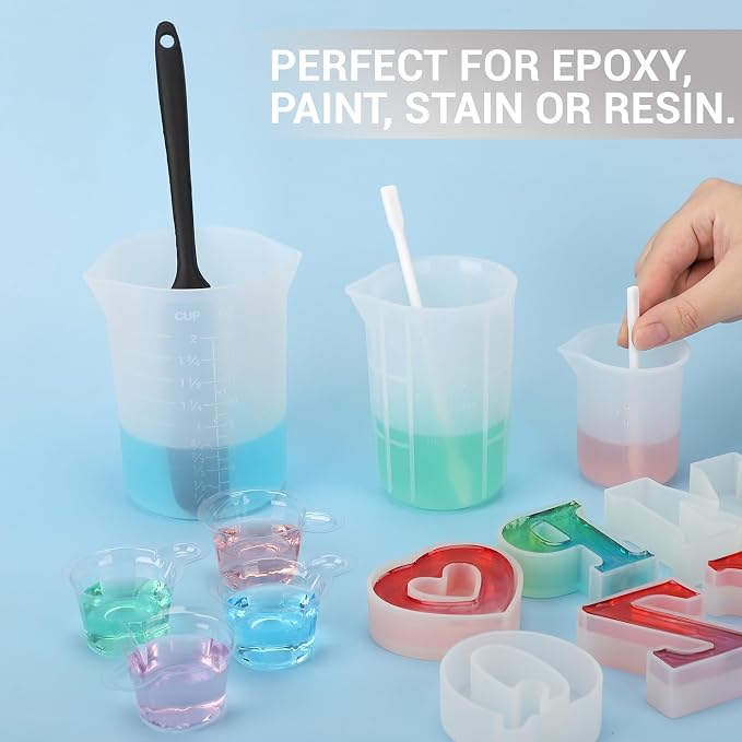 Gartful Colored Silicone Stir Sticks, Epoxy Resin Mixing Sticks Reusable Stirring Rods for Art Supplies, DIY Crafts Resin, Paint Mixing, Craft Supplies, Tumbler Making, Face Mask Spatula,White
