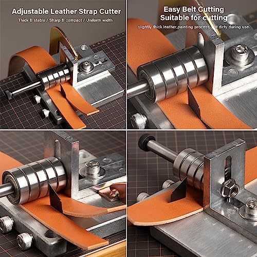 WUTA Leather Strip Cutting Machine Leather Strap Cutter 60MM Leather Belt Cutting Machine with G-Clamps, 10 Blades, and 2 Wrenches