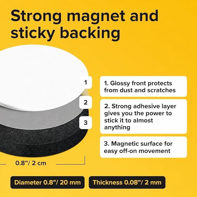 Sticky Flexible Adhesive Magnets for Crafts, 0.8"x0.08" (20x2mm), 100 pcs