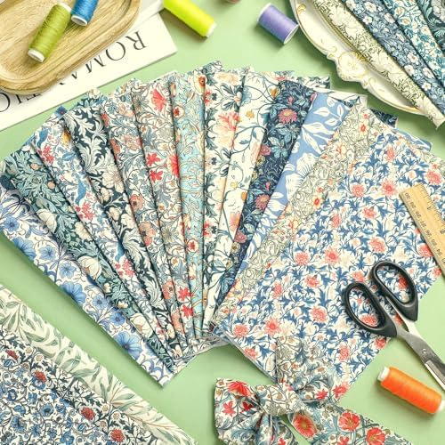 HunnmingRe 20 Pcs 10''x10'' William Morris Flower Quilting Fabric Square