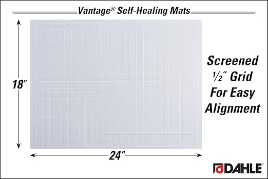 Dahle Vantage 10682 See-Through Premium Self-Healing Cutting Mat, 18"x24", 1/2" Grid, 5 Layers for Max Healing, Perfect for Crafts & Sewing, Clear