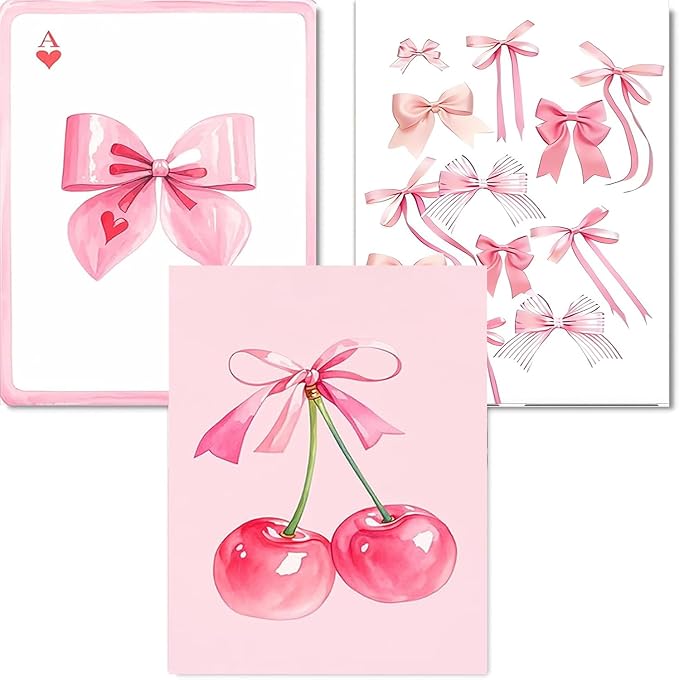 3 Pack Pink Bows Diamond Art Kits for Adults Square Diamond Painting Kit