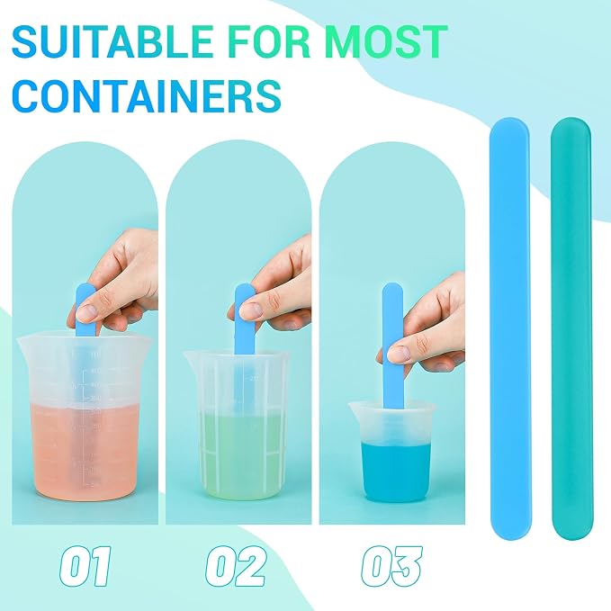 Gartful 6PCS Colored Silicone Stir Sticks, Reusable Epoxy Resin Stir Sticks for Resin Mixing, Paint, Making Glitter Tumblers Cups, Arts, Crafts, Facial Mask Stirring Rods, 6.3" Long, 6 Colors