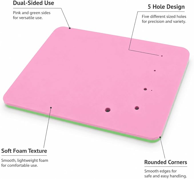 Fondant Foam Pad with 5 Holes - Silicone Mat for Cake Decorating, Rolling Pin & Clay Tools, Perfect for Fondant, Gum and Air Dry Clay Crafts