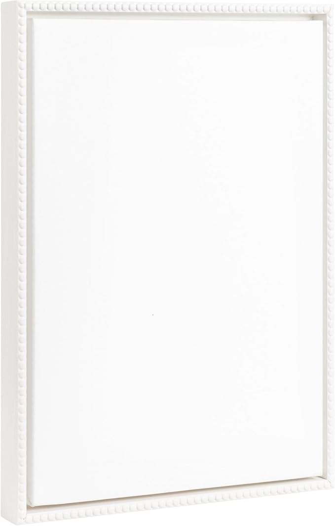 Kate and Laurel Sylvie Blank Framed Canvas Wall Art; 18x24 White Beaded; Vintage Modern Empty Canvas for Paint-Your-Own Art; Ready to Paint Premium Canvas Already Framed