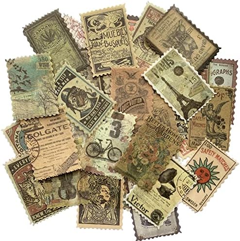 60pcs Vintage Postage Stamp Stickers, Aesthetic Modern Deco Paper Sticker for Scrapbooking, Journaling Supplies, Planners, Kid DIY Art Crafts