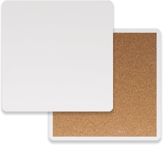 20pcs 4''x4'' Ceramic Tiles for Crafts, Blank Ceramic Coaster for Craft, White Unglazed Tile with Cork Backing Pad for Painting, Alcohol Ink, Acrylic Pouring, DIY