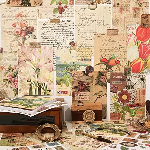 537pcs Vintage Washi Stickers and Papers for Scrapbooking, Ephemera Book for Journaling with Botanical Sticker and Scrapbook Decoupage Paper for Bullet Junk Journal, Scrapbooking Supplies for Adults