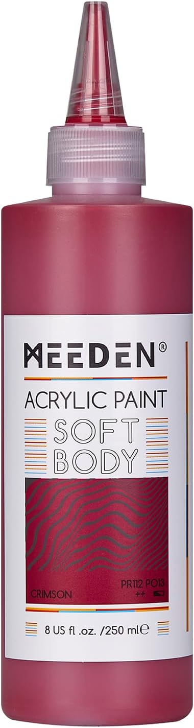 MEEDEN Soft Body Acrylic Paint: Crimson Red Matte Finish 250ml/8.45oz
