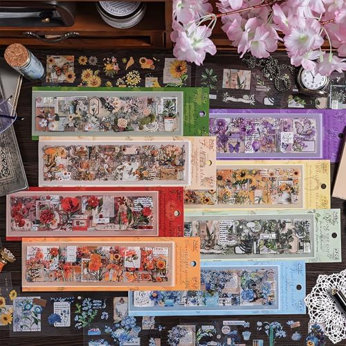 556 Pcs/48 Sheets Stickers for Scrapbooking,Scrapbook Flower Stickers for Scrapbooking Art Journal Bullet Journal Accessories