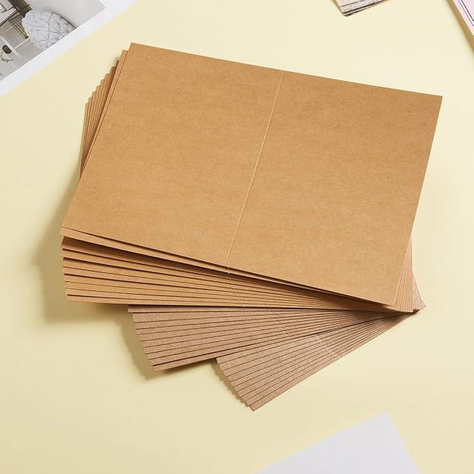 50 Pack Blank Folded Cardstock Business Cards, Brown, 3x5