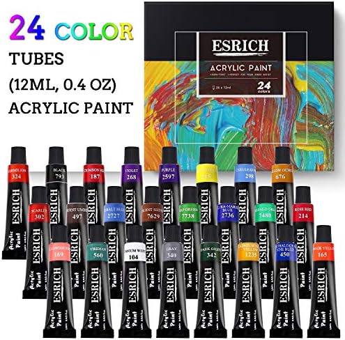 ESRICH Acrylic Paint Set, 46 Pcs Painting Supplies with Paint Brushes