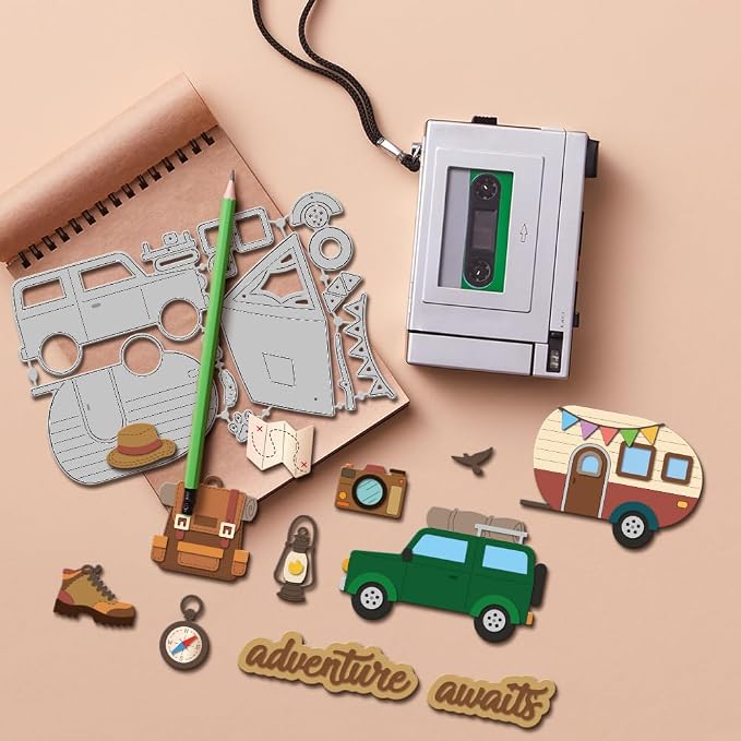 GLOBLELAND Camping Cutting Dies for Card Making Tent Car Cut Die for DIY Scrapbooking Journal Embossing Paper Craft Decor