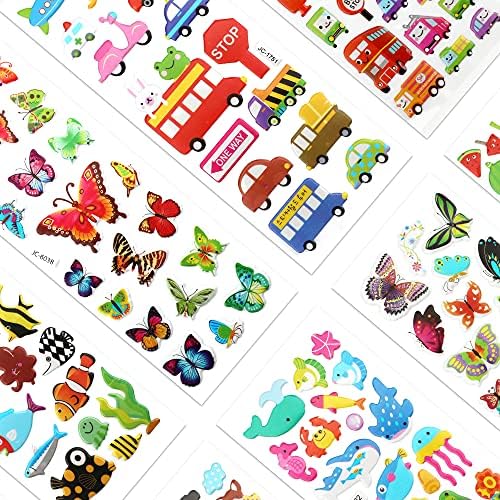 Puffy 3D Sticker for Kid & Toddler 500+ Variety Pack Cute Scrapbook Sticker | Craft for Scrapbooking Journal Gifts and Rewards Including Animal, Numbers, Fruits, Fish, Dinosaurs, Cars and More…