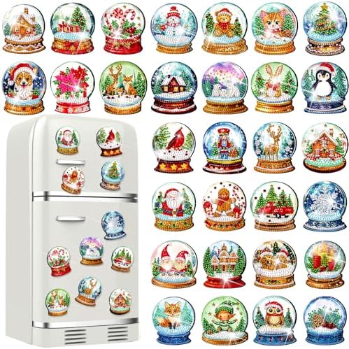 Motipuns 30 Pcs Diamond Magnets,Christmas Colorful Crystal Ball,Blue