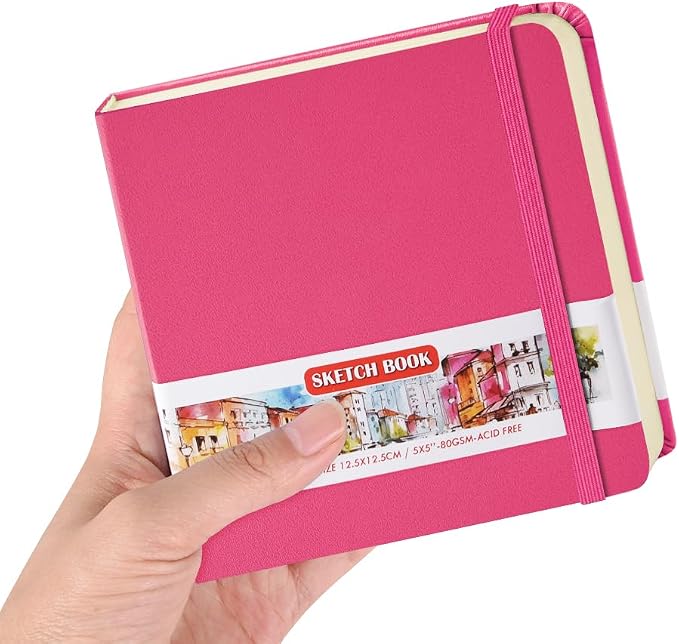 5x5 Pocket Sketch Book,80gsm Hardcover Art Sketchbook for Drawing Journal