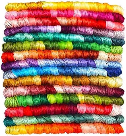 Premium Rainbow Color Embroidery Floss - Cross Stitch Threads - Friendship Bracelets Floss - Crafts Floss - 14 Skeins Per Pack Embroidery Floss, Medium Avocado Green Gradient