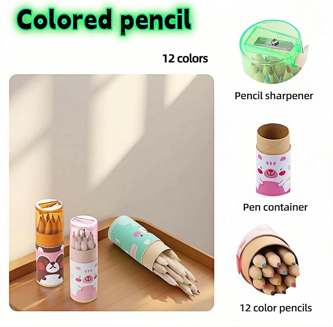 3-Pack Mini Portable Colored Pencils Set – 12 Colors Each (36 Total) with Built-In Sharpener, 3.35” Miniature Art Pencils in Portable Tubes- Ideal for School, Classrooms & On-The-Go Creativity