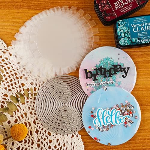 CYFUN DESIGN 50 Pcs Clear Flat Shaker Cover for Card Making, 5 Size Clear Acetate Sheet for Shaker Card Making Paper Crafting Scrapbooking Supplies