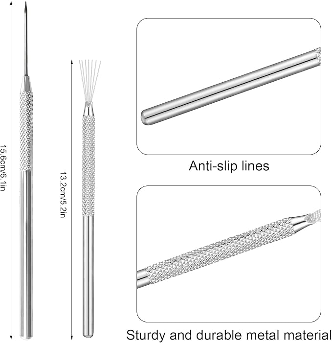 DIYOOHOMY 10 Pcs Clay Needle Tool and 7-Pin Pottery Feather Wire Texture Tools, Polymer Clay Sculpting Tools for Texturing Scoring Carving Modeling Ceramic Sculpture Detail Nail Art DIY Craft Supplies