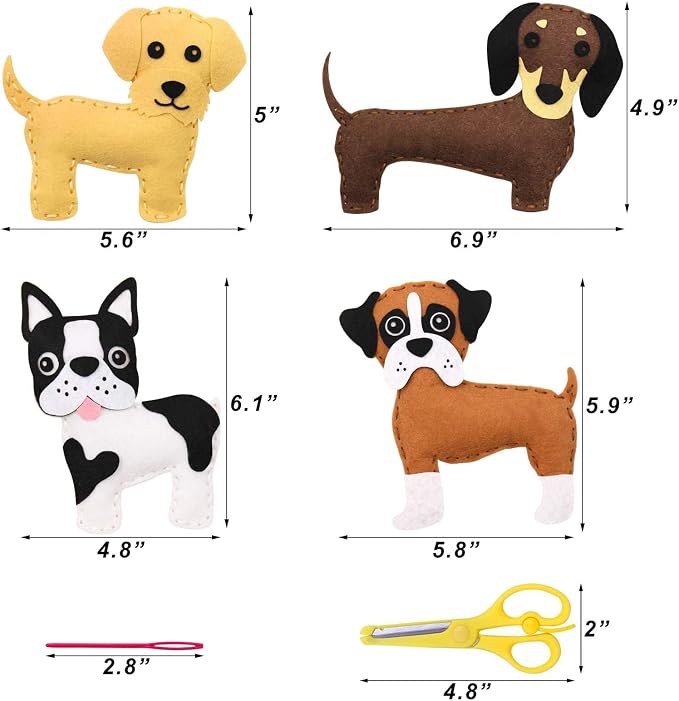 CiyvoLyeen Puppy Sewing Kit for Kids –Fun Plush Toy Sewing for Girls & Boys – DIY Felt Craft Gift Set Ages 7 8 9 10 11 12