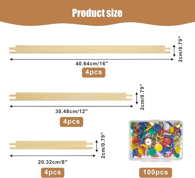 6 Sets Stretcher Bars for Needlework w 100 Tacks for Women's Birthday Gifts