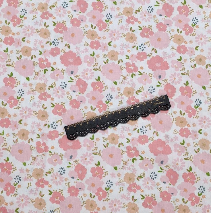 Cotton Fabric DIY Making Supplies Quilting Patchwork Fabric Fat Quarter Bundles DIY for Quilting Cotton Patchwork Cushions (Pink Flowers Bows, 20" x 20")