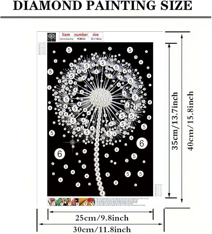 Morudeor Dandelion Diamond Art Pearl Painting Kits for Adults,Special Shape Diamond Art Kits for Flowers, DIY 3D Plastic Pearl Painting Kit for Home Decoration 12 × 16 inch
