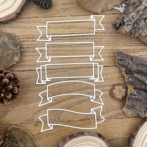 Lapoo 3D Backgrounds Frame Metal Cutting Die for Scrapbooking, New Cutting Dies DIY Album Card Making Decor Paper Craft Metal Die Cuts Party Wedding Decorations (5 Kinds of Labels 5.2 x 3.2 in)